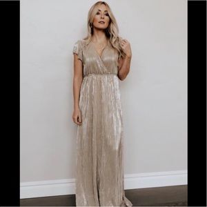 Pleated Maxi Dress in Gold